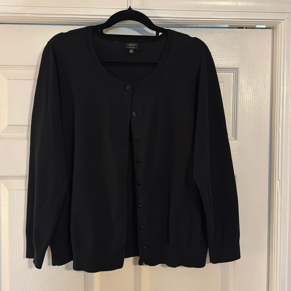 TALBOTS 2XL CLASSIC BLACK SCOOP NECK CARDIGAN